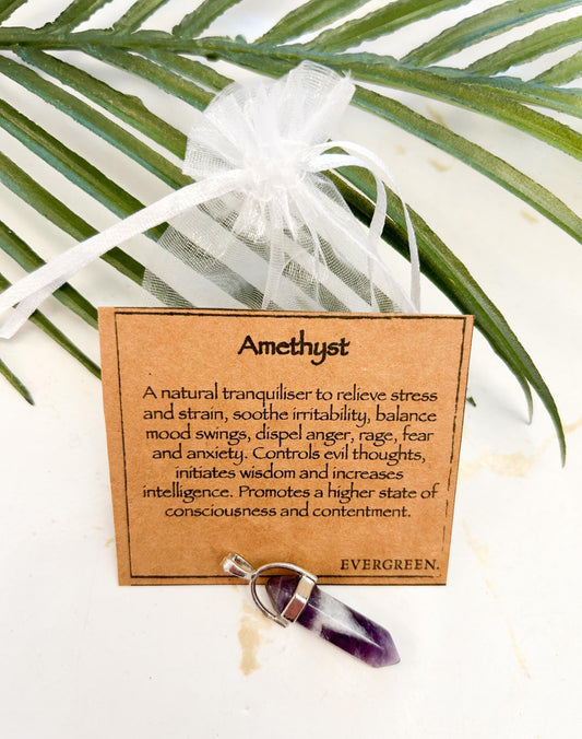 Amethyst Crystal Point Pendant Necklace - Variety Of Chains Available!