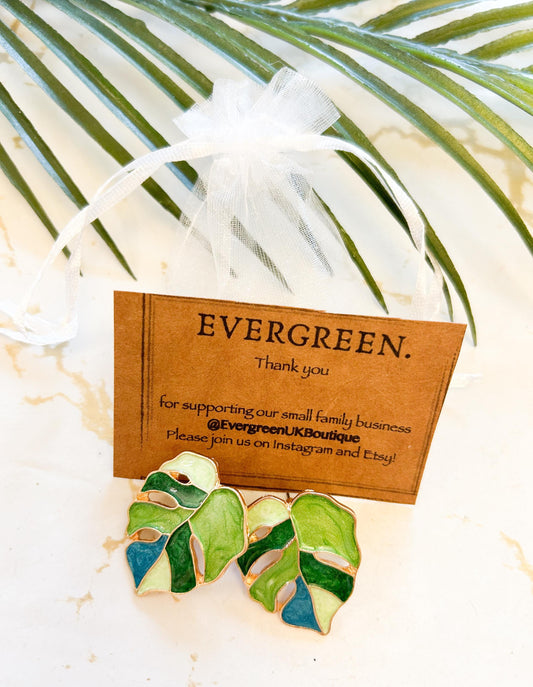 Enamel Leaf Gold Stud Earrings - Wide Variety Available!