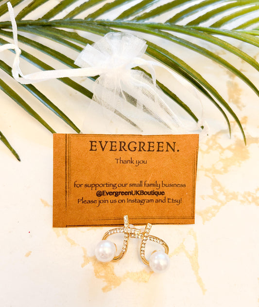 Stainless Steel Baroque Faux Pearl Stud Earrings