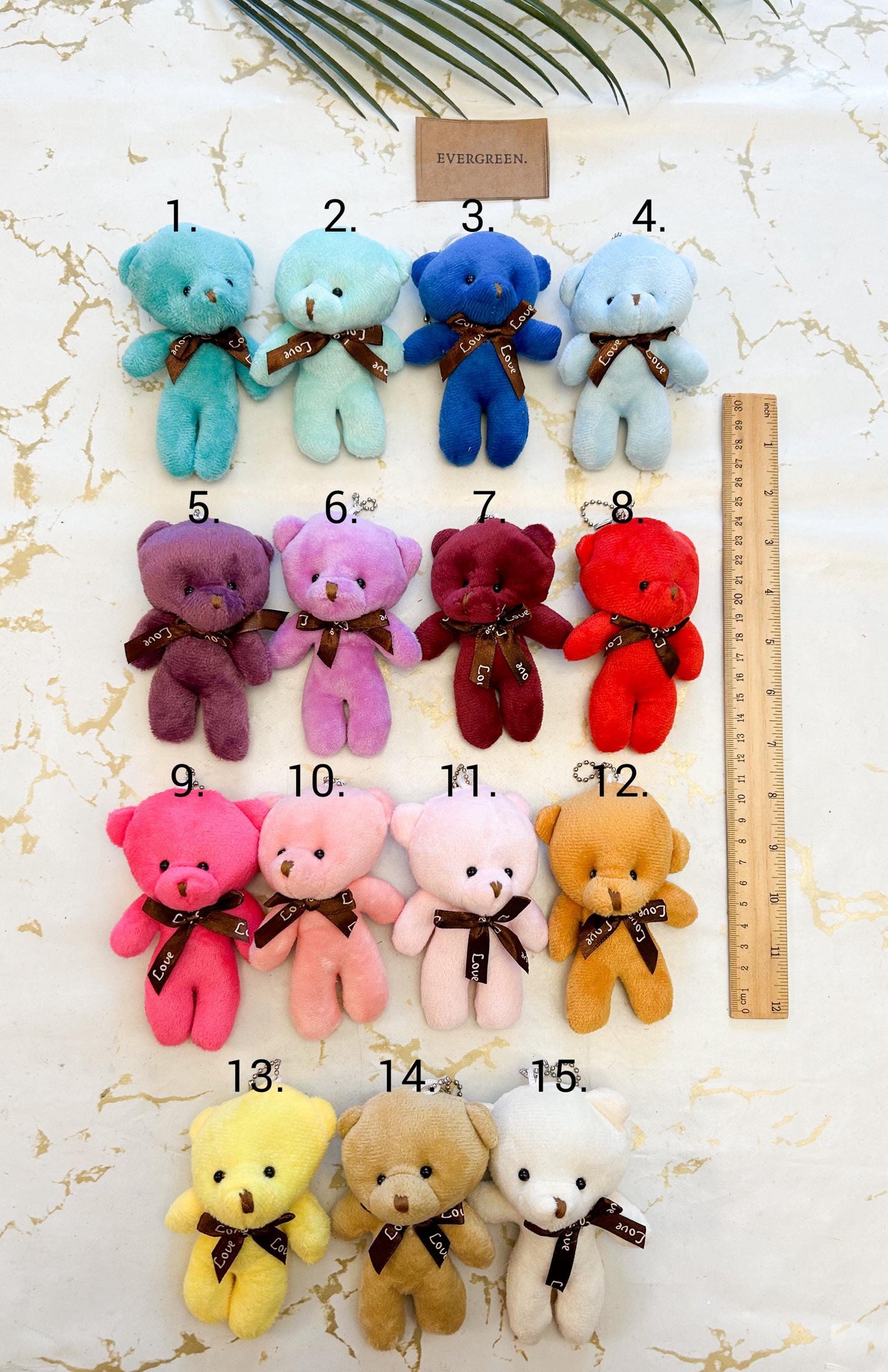 Soft Jointed Mini Bear With "Love" Ribbon Bow - Wide Variety Of Colours Available!