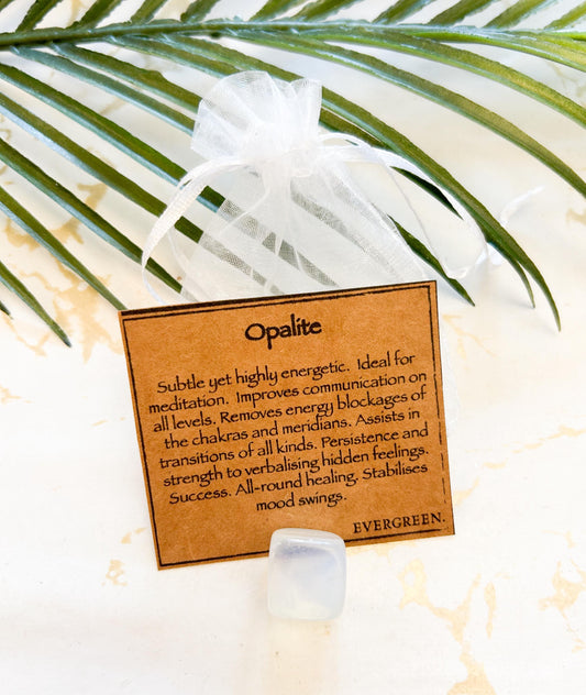 Opalite Crystal Tumbled Stone Cube - Communication, Meditation & Strength