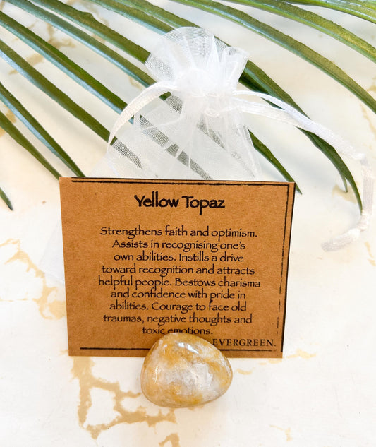 Yellow Topaz Crystal Tumbled Stone - Optimism, Courage & Faith