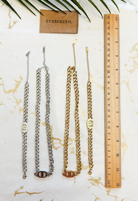 18 Karat Gold Plated Stainless Steel Cuban Link Chunky Silver / Gold Necklace / Bracelet