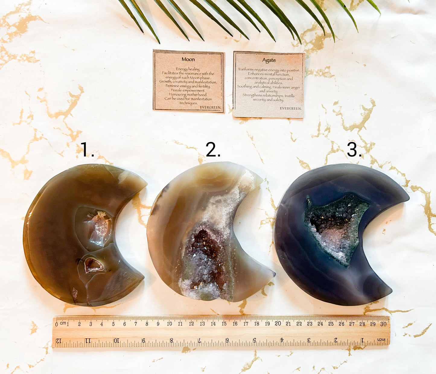 Agate Crystal Druzy Moon Carving - Healing, Growth & Transformation