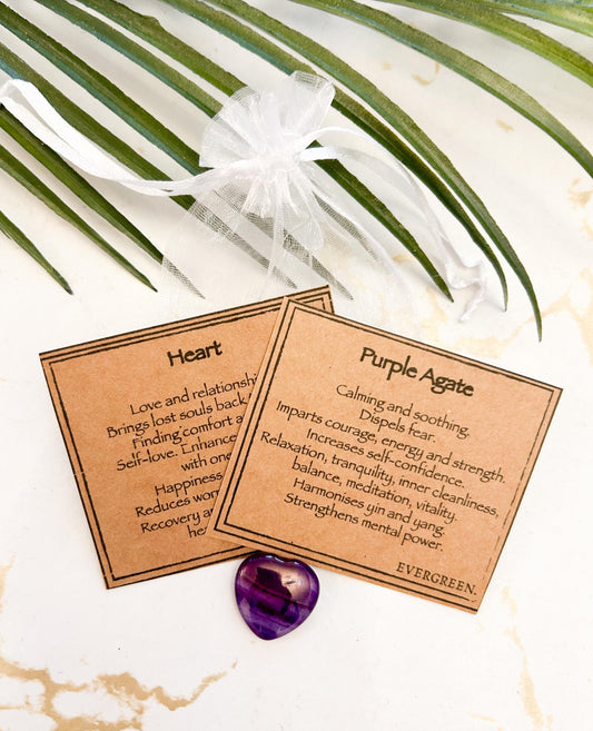 Purple Agate Crystal Heart 20mm - Calming, Strength & Balance