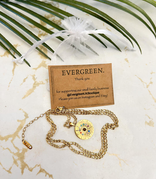 18 Karat Gold Plated Stainless Steel Twelve Constellations Pendant Necklace