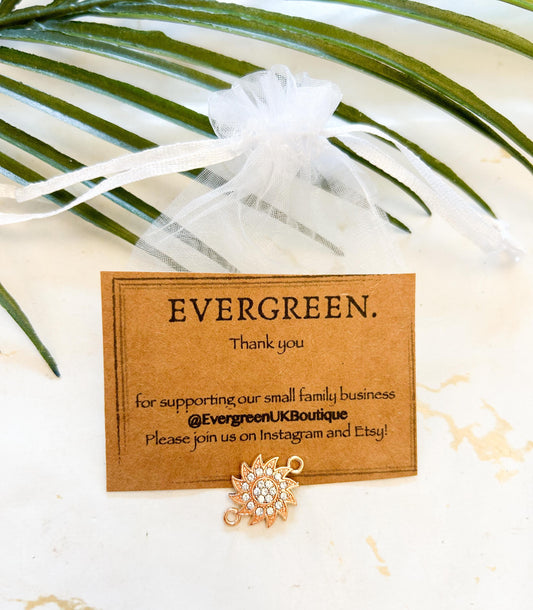 Gold Sunflower Rhinestone Pendant - Variety Of Chains Available!