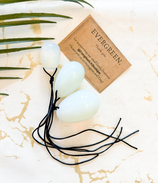 Crystal Yoni Egg Set Of Three - Jade / Rose Quartz / Black Obsidian / Red Jasper / Green Aventurine