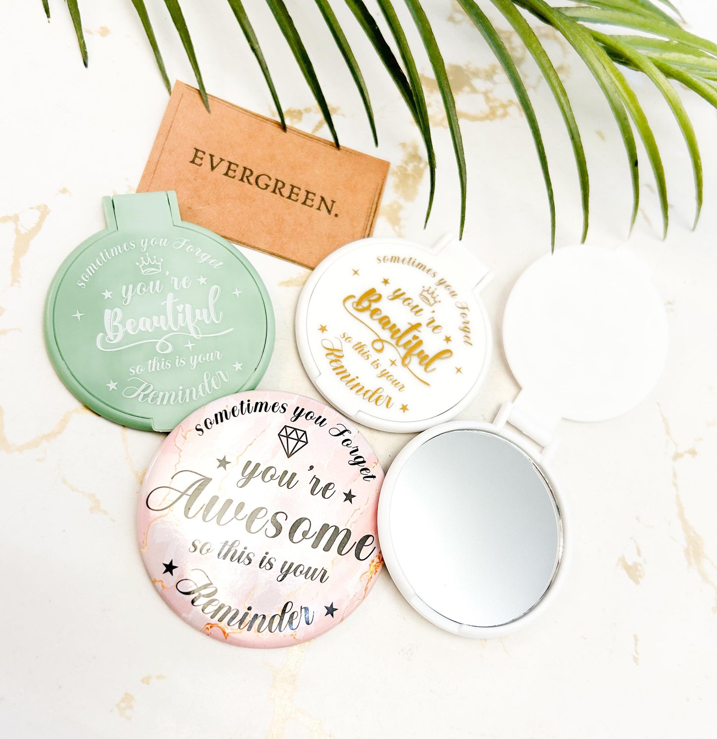 Round Compact Mirror - Sometimes You Forget You're Beautiful So This Is Your Reminder / Mothers Day / Mum / Anniversary / Friend / Daughter