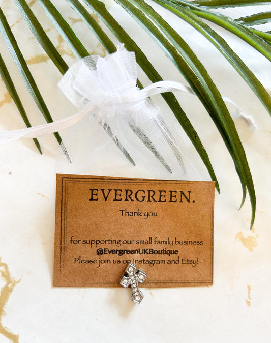 Silver Rhinestone Cross / Crucifix Pendant