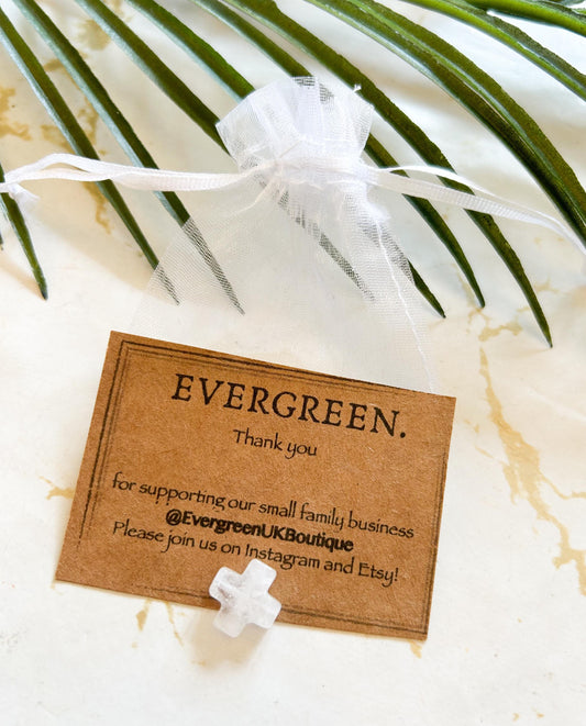 Quartz Crystal Drilled Cross Pendant / Spacer / Worry Stone