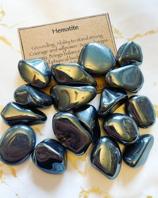 Hematite Crystal Tumbled Stone - Courage, Willpower, Balance