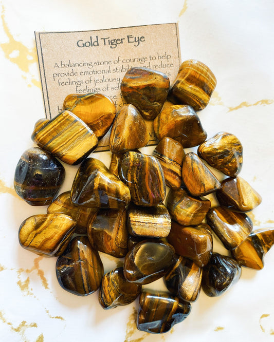Gold Tiger Eye Crystal Tumbled Stone - Courage, Stability, Self-Worth