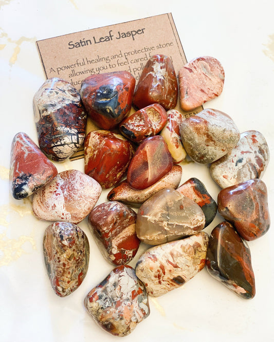 Satin Leaf Jasper Crystal Tumbled Stone - Healing & Protection