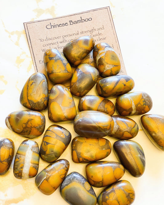 Chinese Bamboo Crystal Tumbled Stone - Strength, Wisdom, Clarity