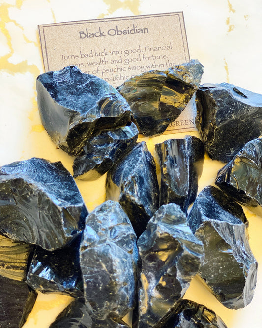 Black Obsidian Raw Crystal / Rough - Financial Gain, Good Fortune & Luck