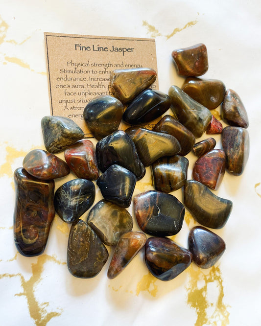 Fine Line Jasper Crystal Tumbled Stone - Strength, Energy, Grounding, Wisdom