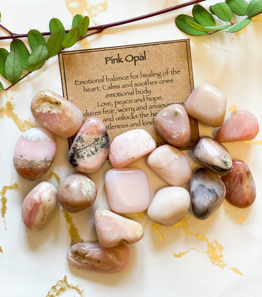 Pink Opal Crystal Tumbled Stone - Love, Peace & Hope