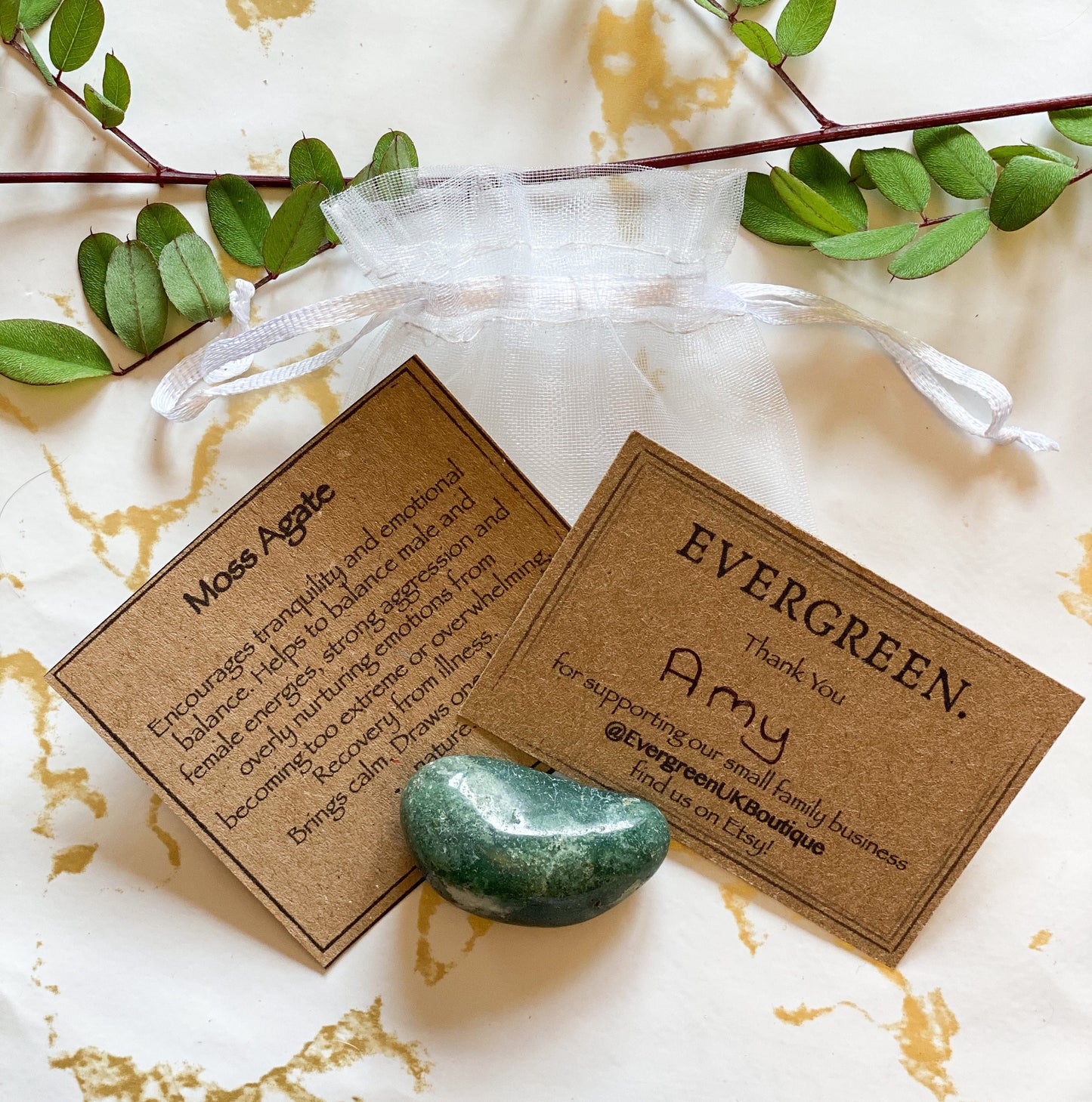 Moss Agate Crystal Tumbled Stone - Tranquility, Balance & Calm