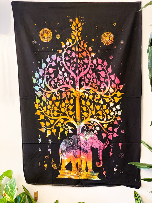 Peaceful Elephant Cotton Wall Hanging