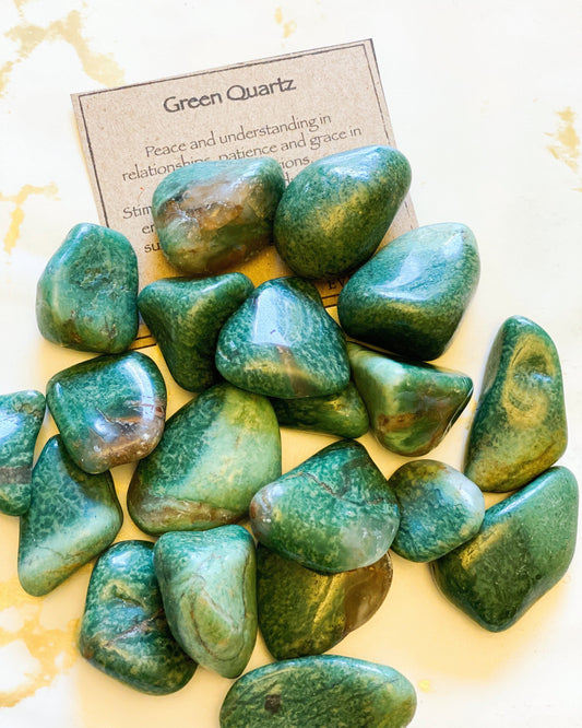 Green Quartz Crystal Tumbled Stone - Peace, Patience, Creativity