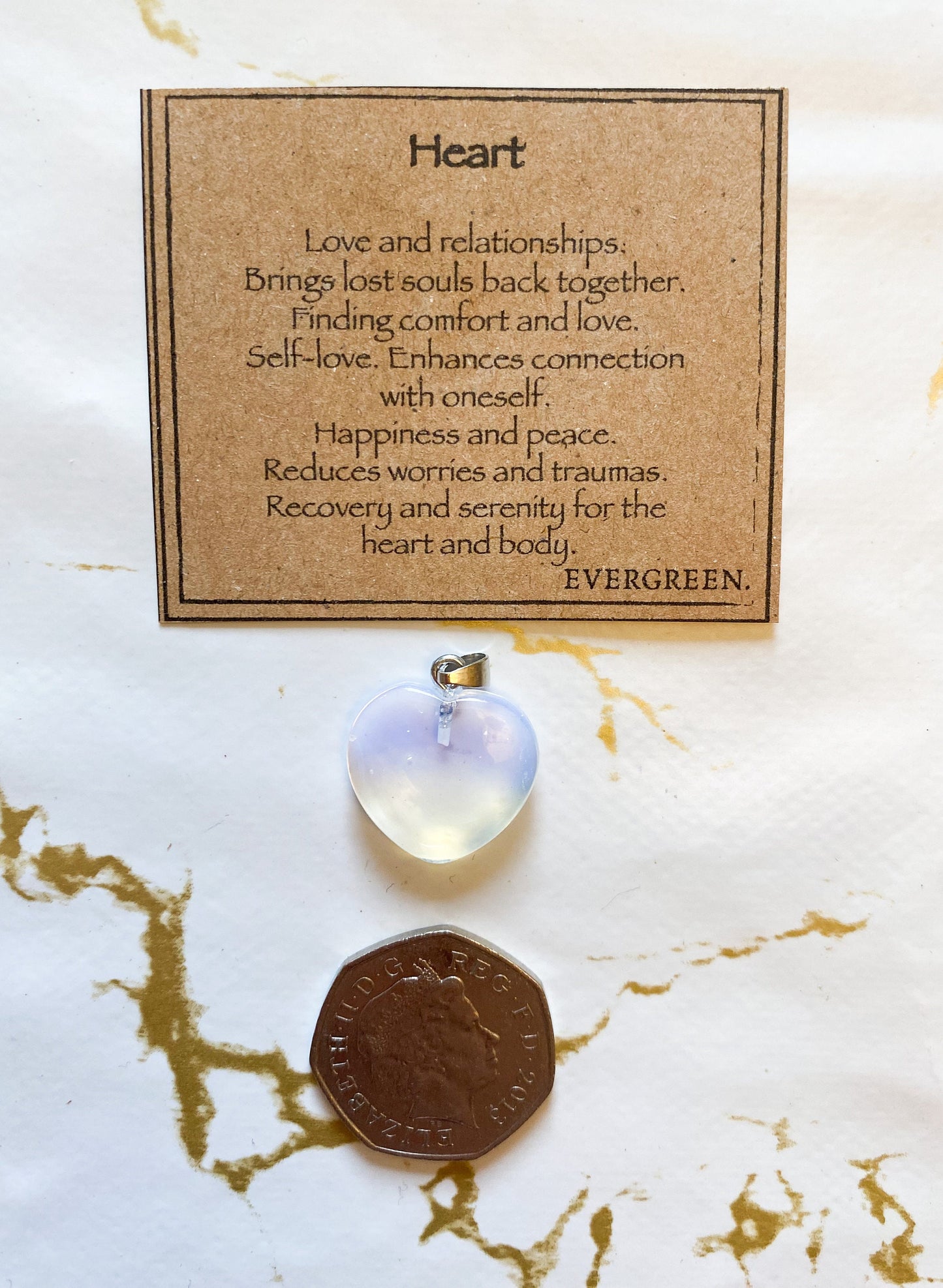 Crystal Heart Pendant - Love, Peace & Happiness