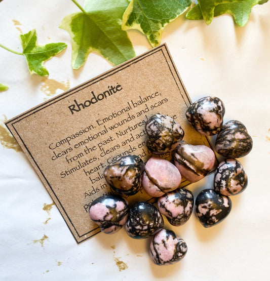 Small Rhodonite Crystal Heart 15mm - Compassion, Love & Grounding