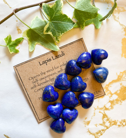 Lapis Lazuli Crystal Heart 15mm / 20mm - Self-Awareness, Self-Confidence & Self-Knowledge