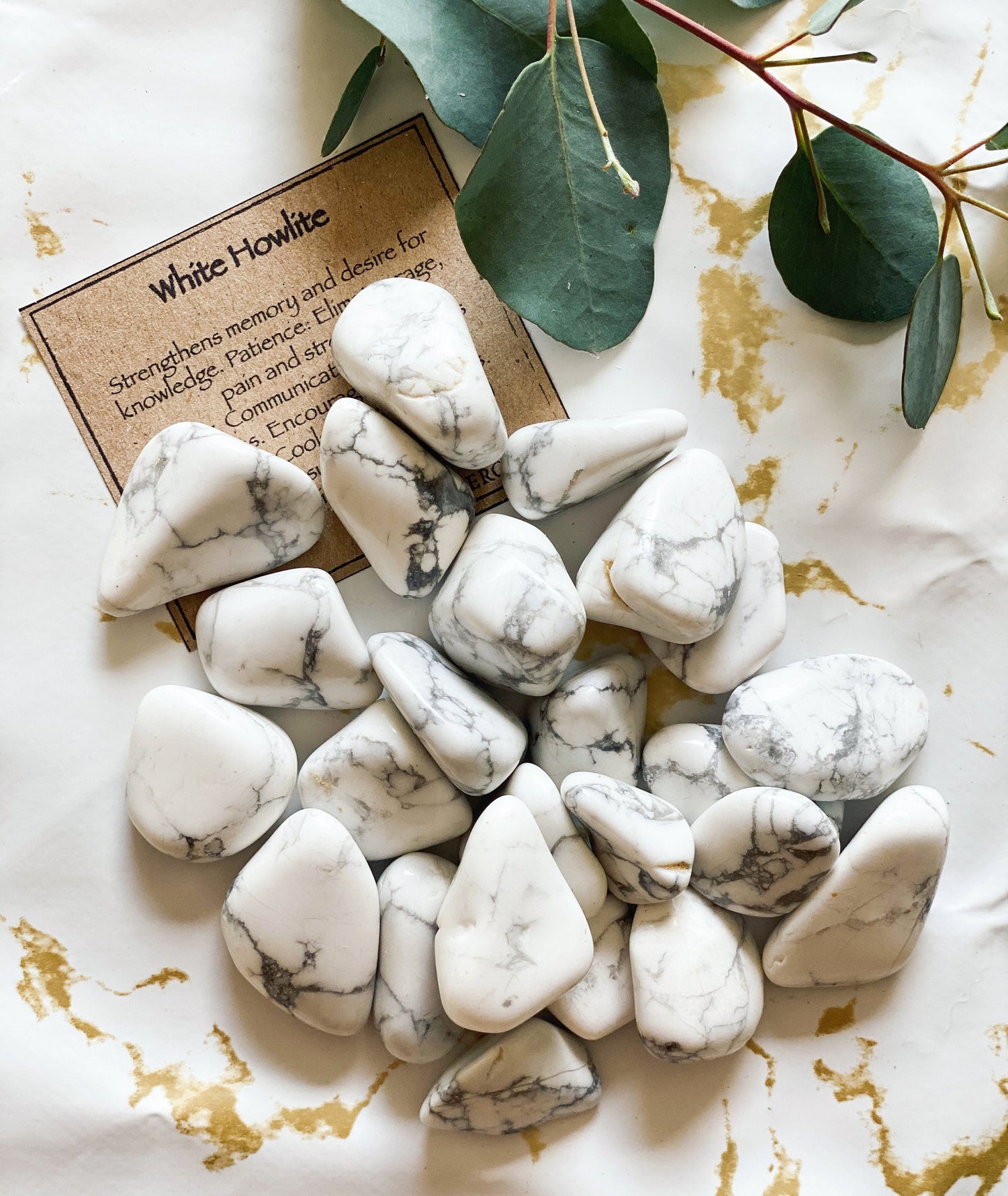 White Howlite Tumbled Stone - Calming, Awareness &  Knowledge