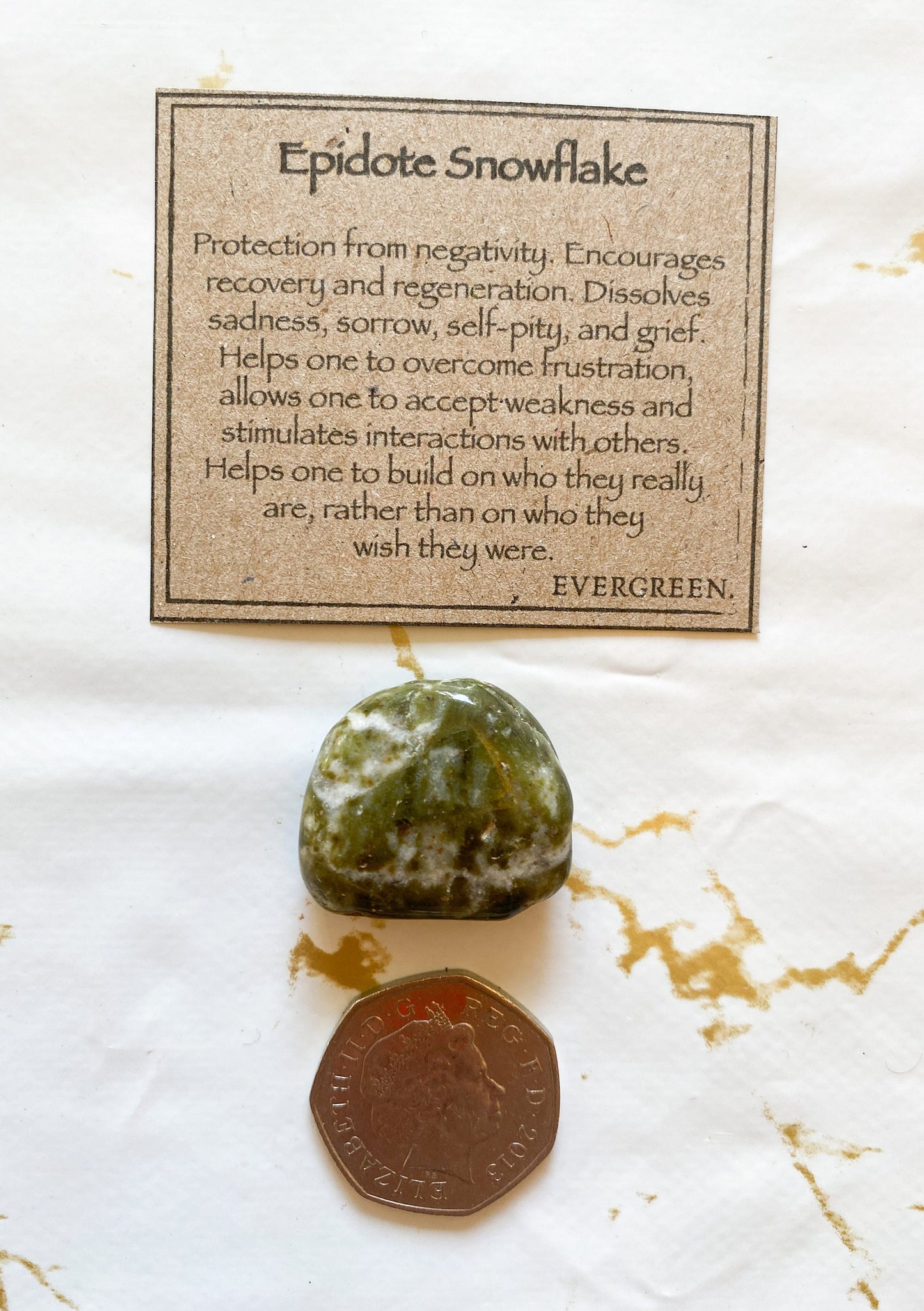 Epidote Snowflake Crystal Tumbled Stone - Protection From Negativity To Overcome Struggles