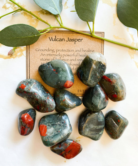 Vulcan Jasper Crystal Tumbled Stone - Grounding, Protection & Healing