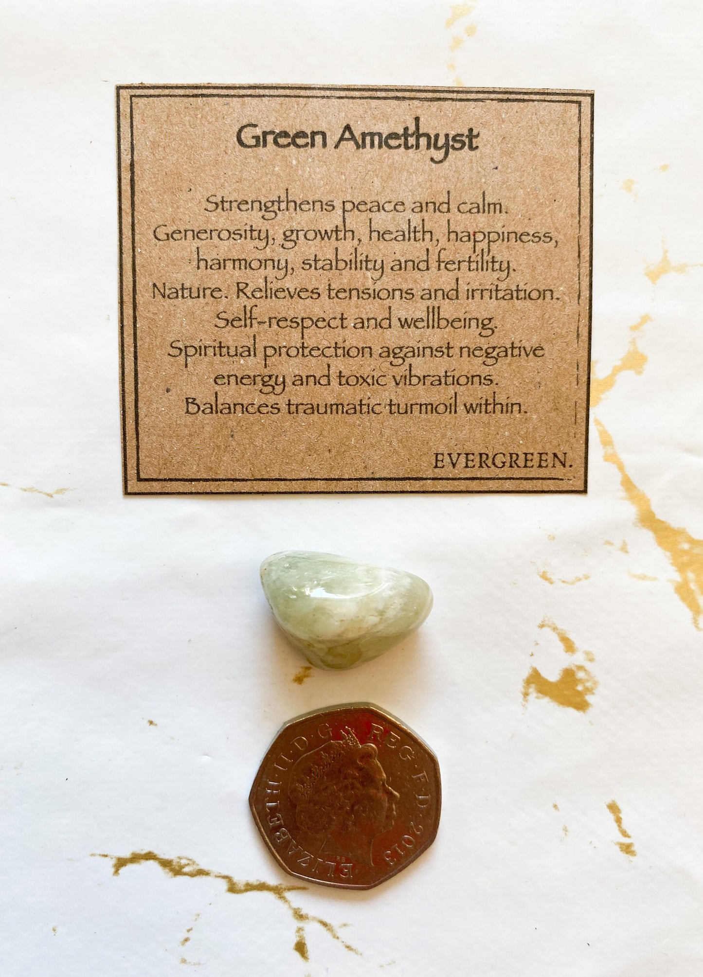Green Amethyst Crystal Tumbled Stone - Peace, Calm & Growth