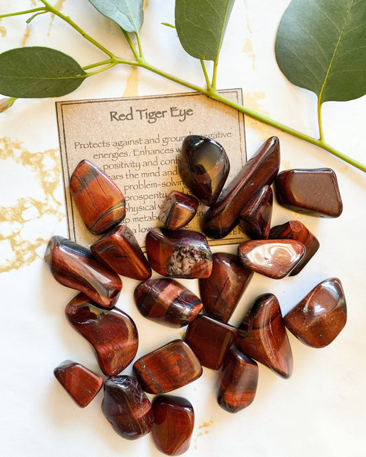 Red Tiger Eye Crystal Tumbled Stone - Willpower, Positivity & Confidence
