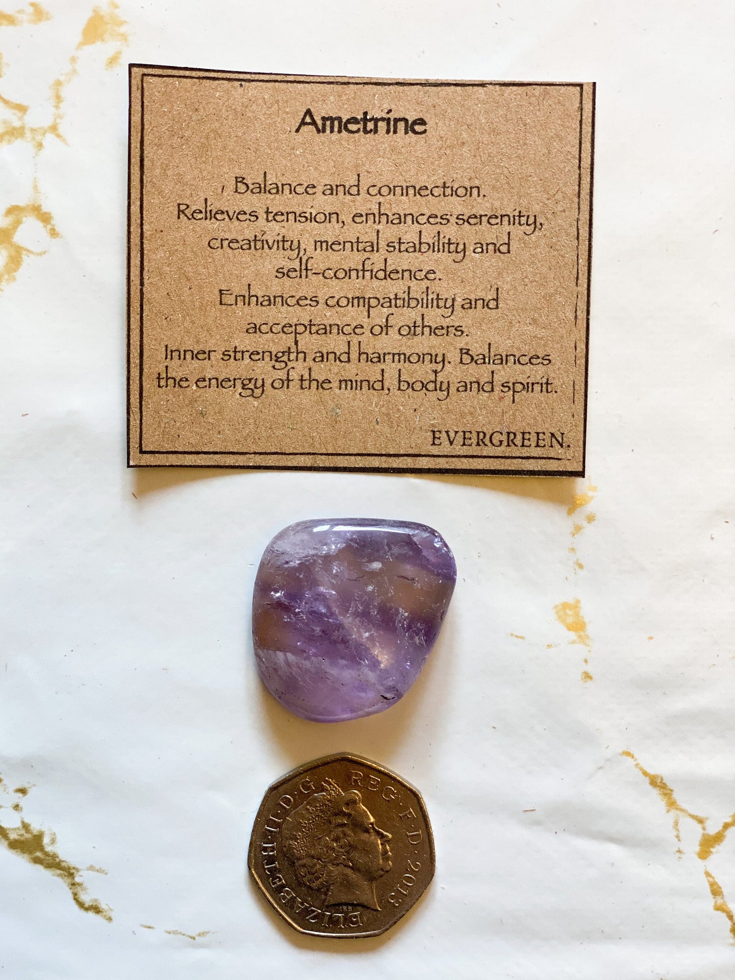 Ametrine Crystal Tumbled Stone - Balance, Stability & Creativity
