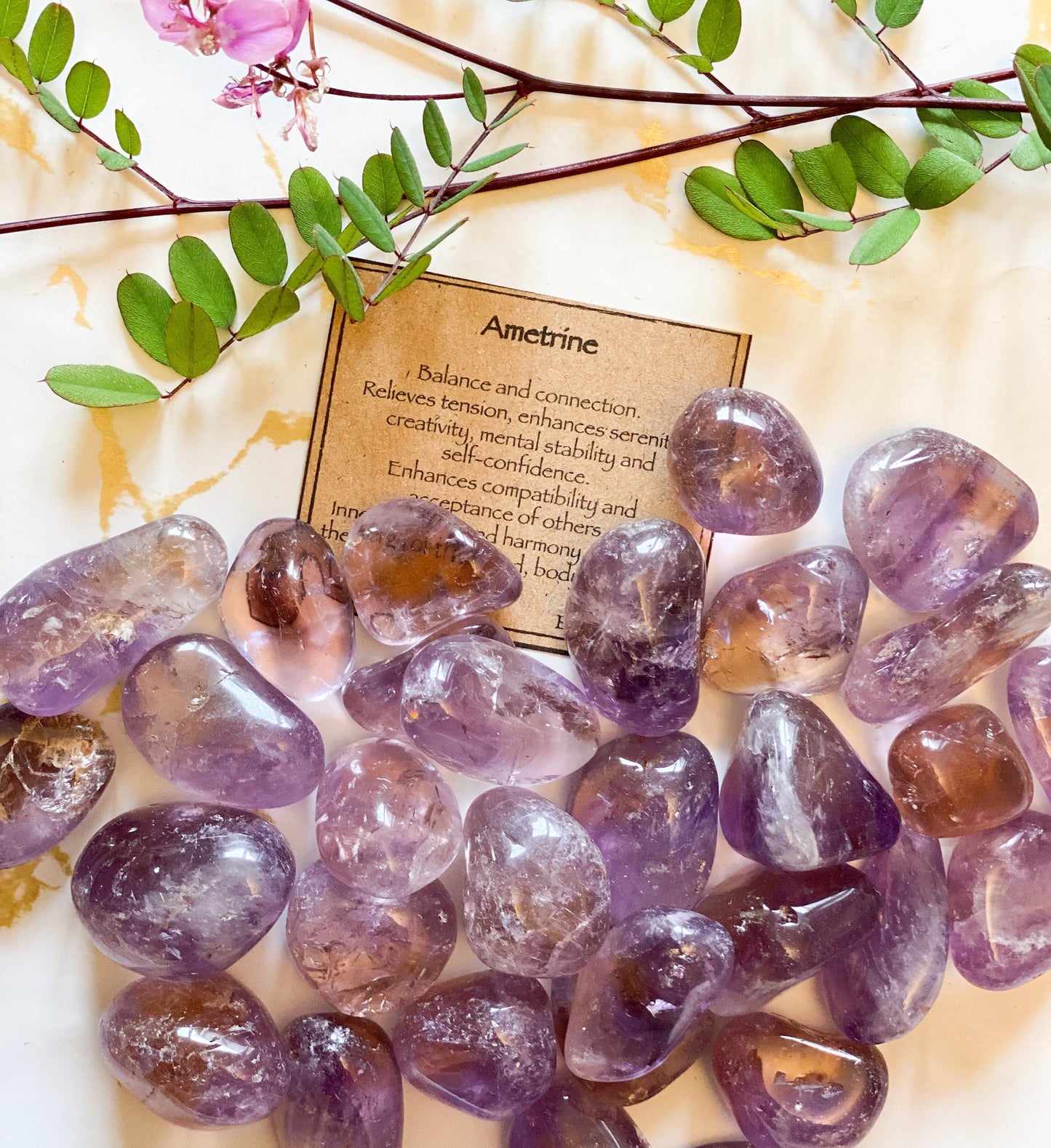 Ametrine Crystal Tumbled Stone - Balance, Stability & Creativity