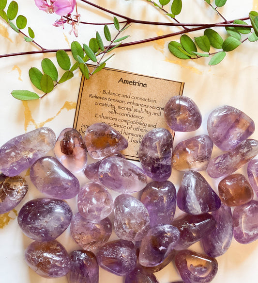Ametrine Crystal Tumbled Stone - Balance, Stability & Creativity