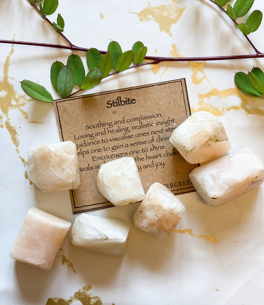 Stilbite Crystal Tumbled Stone - Compassion, Love & Healing