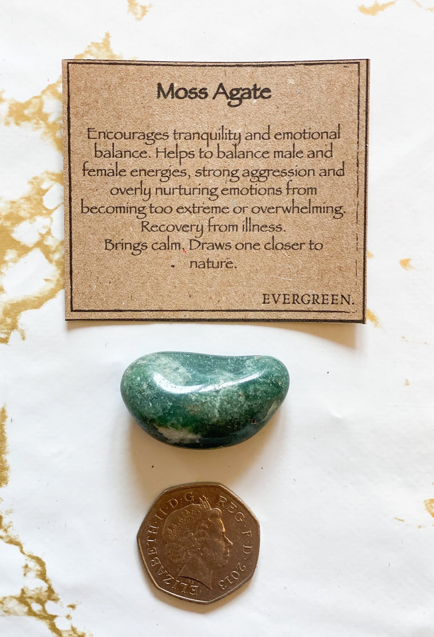 Moss Agate Crystal Tumbled Stone - Tranquility, Balance & Calm