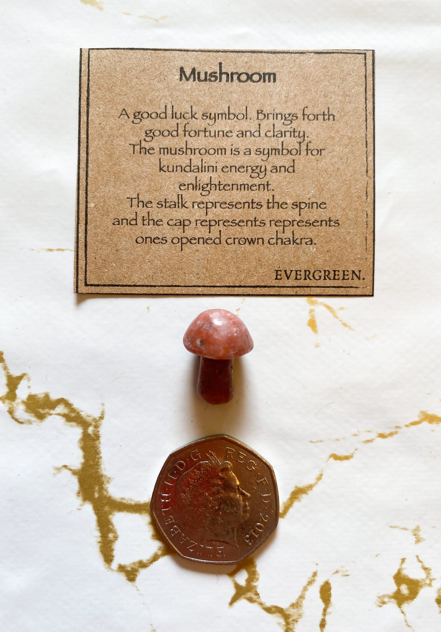 Warm Coloured Crystal Mushroom - Good Luck, Good Fortune & Enlightenment