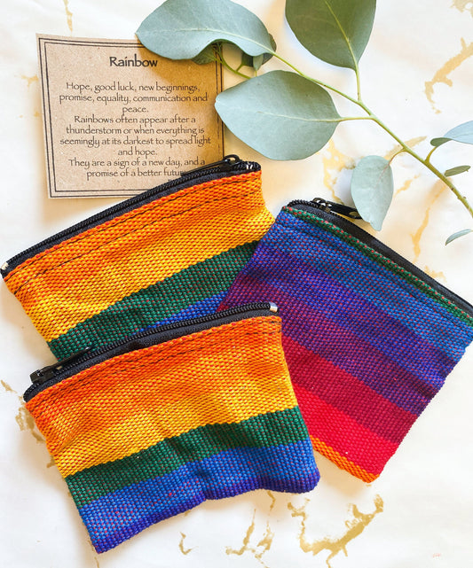 Cotton Rainbow Card/Coin Purse - Peace, Luck & Equality