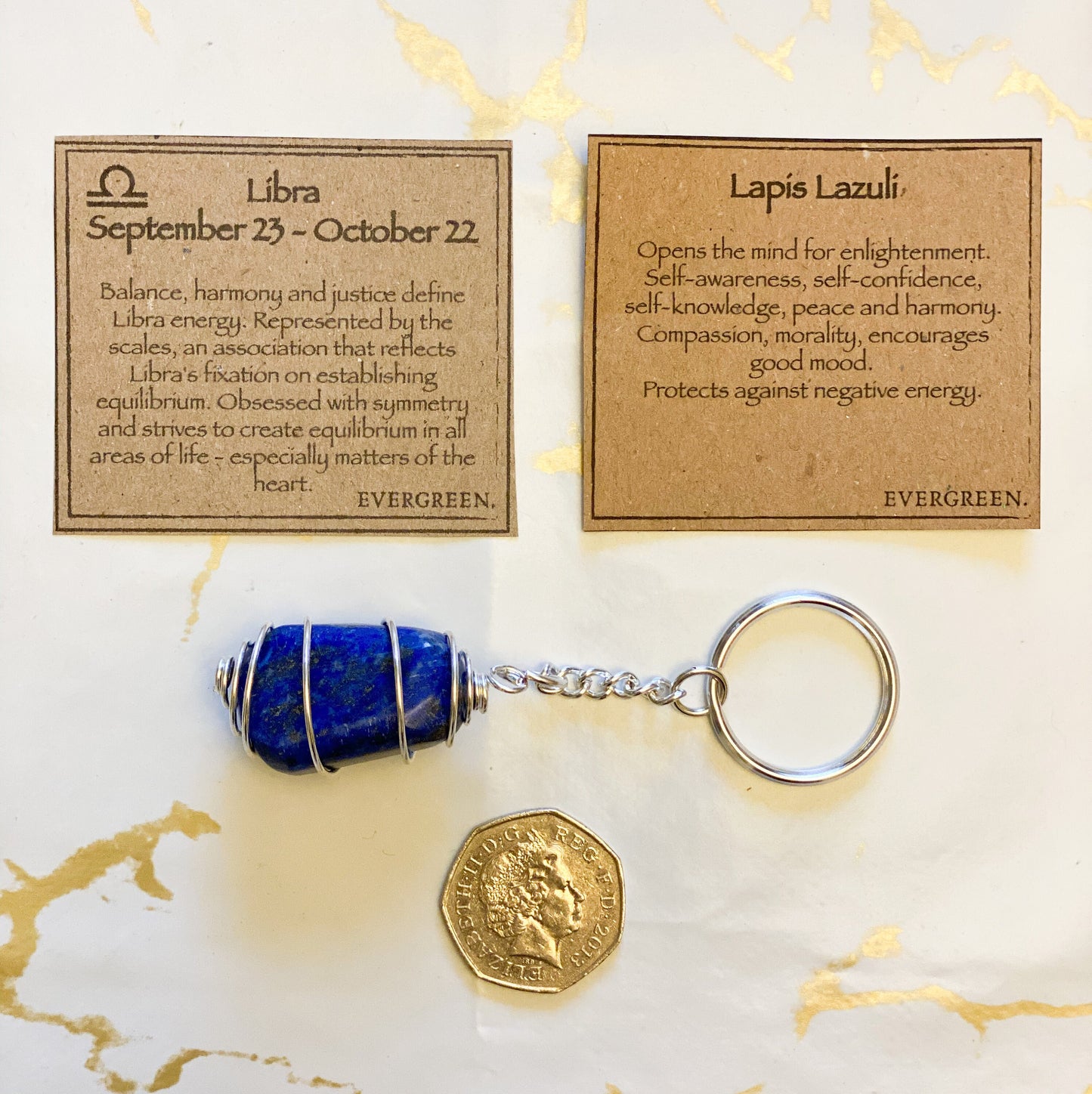 Libra Zodiac Lapis Lazuli Crystal Keychain Gift Set