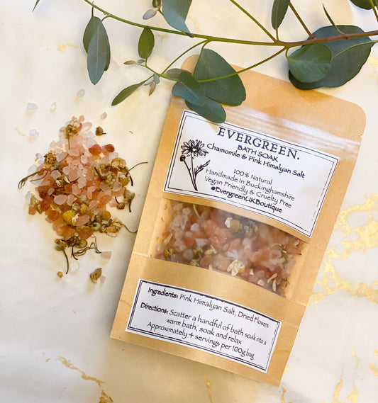 Handmade Chamomile & Pink Himalayan Salt Bath Soak