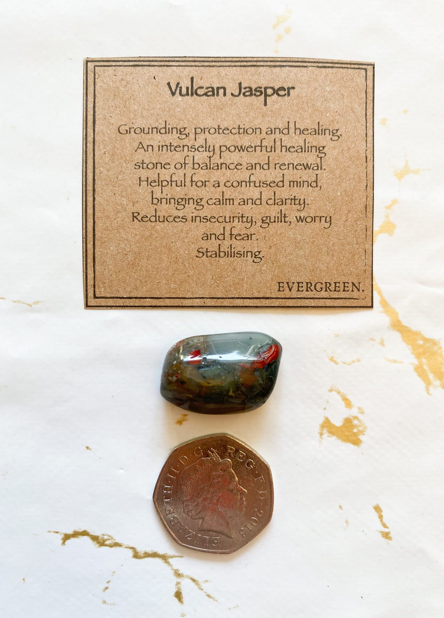 Vulcan Jasper Crystal Tumbled Stone - Grounding, Protection & Healing