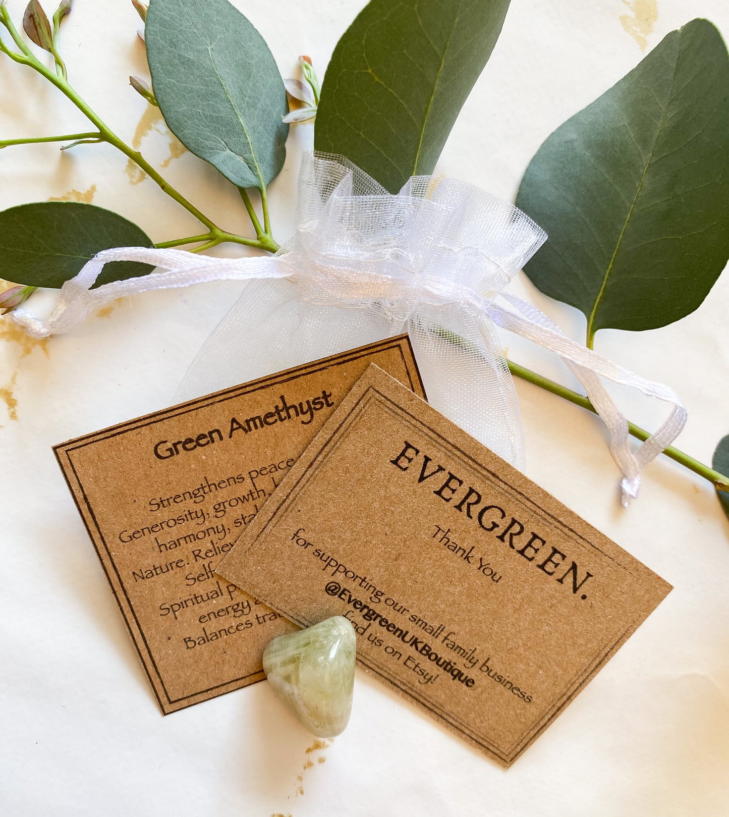 Green Amethyst Crystal Tumbled Stone - Peace, Calm & Growth