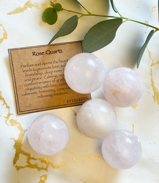 Rose Quartz Crystal Sphere 35mm With Stand - Peace, Love & Healing