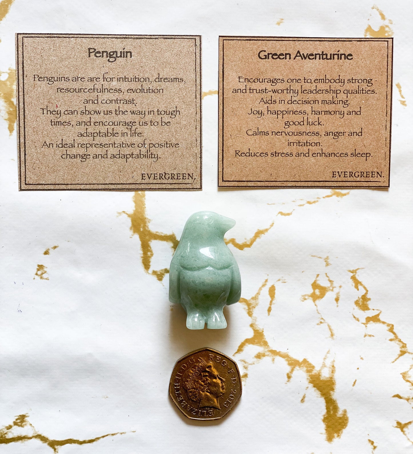 Hand Carved Green Aventurine Crystal Penguin - Leadership, Harmony & Adaptability