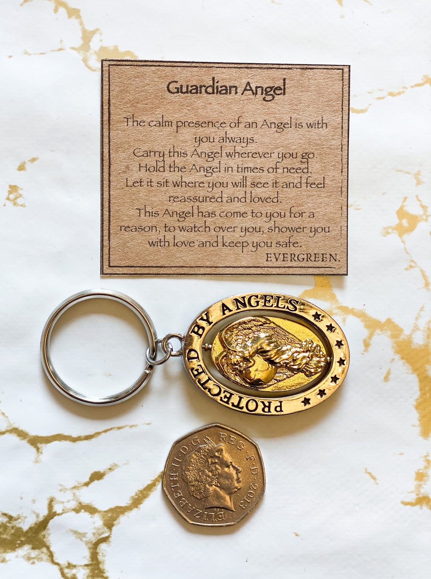 Guardian Angel Spinner Keychain - Peace, Love & Protection
