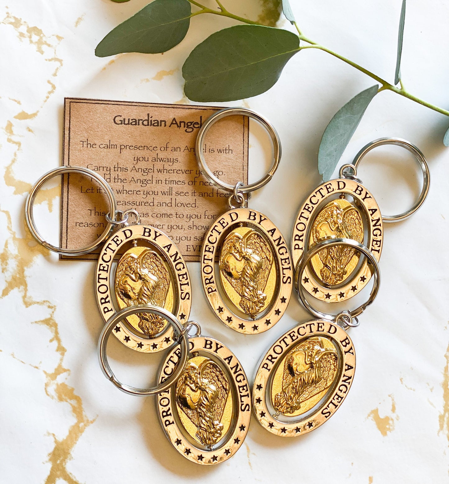 Guardian Angel Spinner Keychain - Peace, Love & Protection