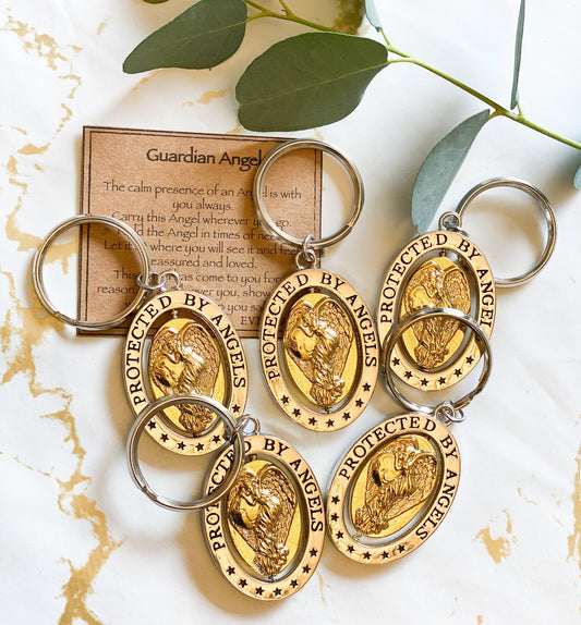 Guardian Angel Spinner Keychain - Peace, Love & Protection