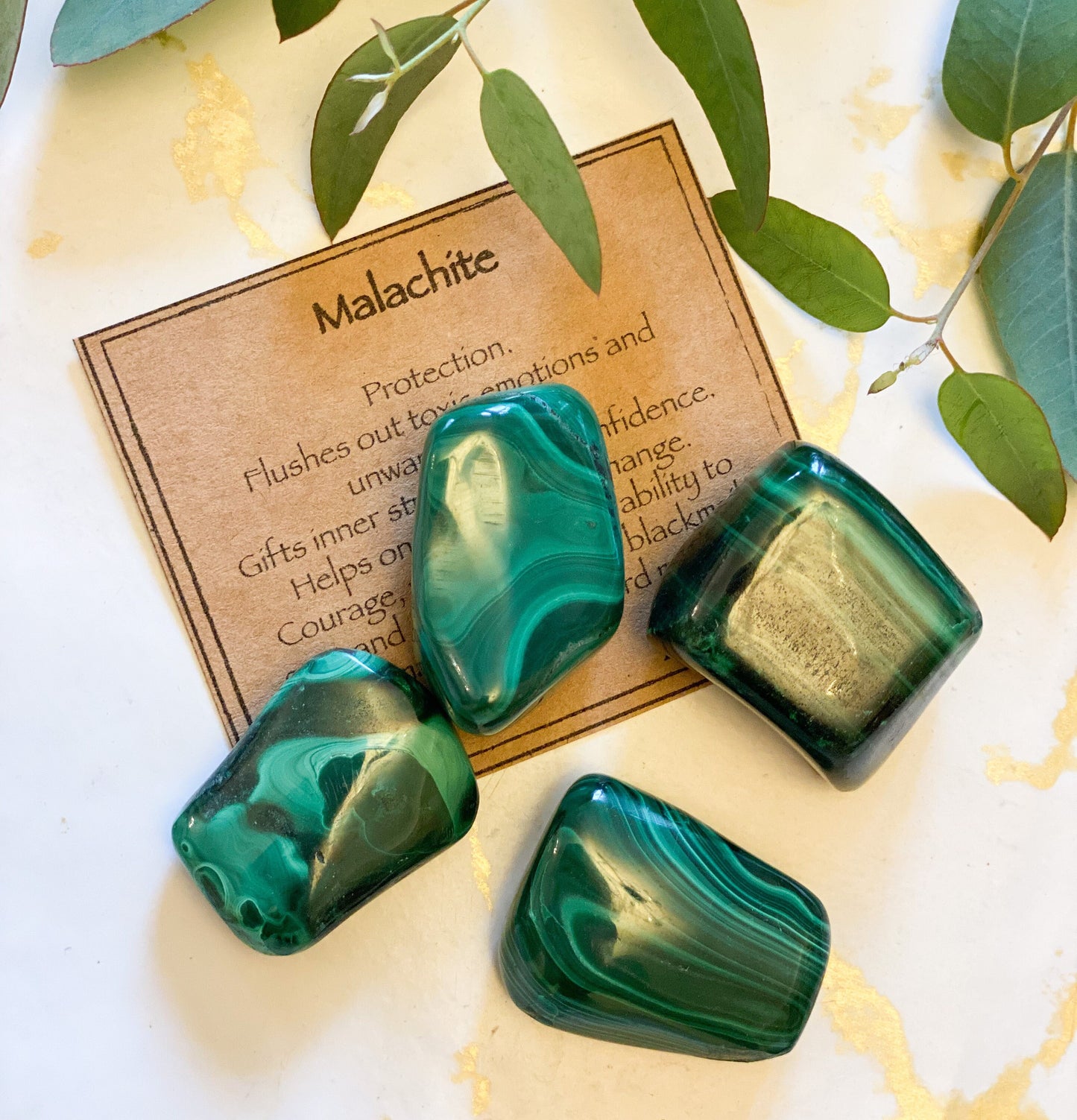 Malachite Crystal Tumbled Stone - Protection, Inner-Strength & Confidence